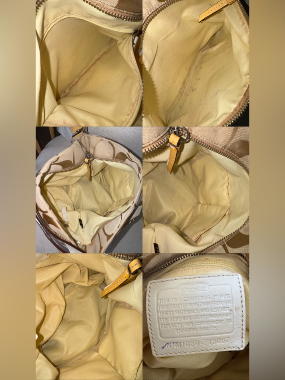 Coach Y2K Carly Signature Hobo Tan Yellow Shoulder Handbag Purse #F15067 Vintage - Picture 17 of 17